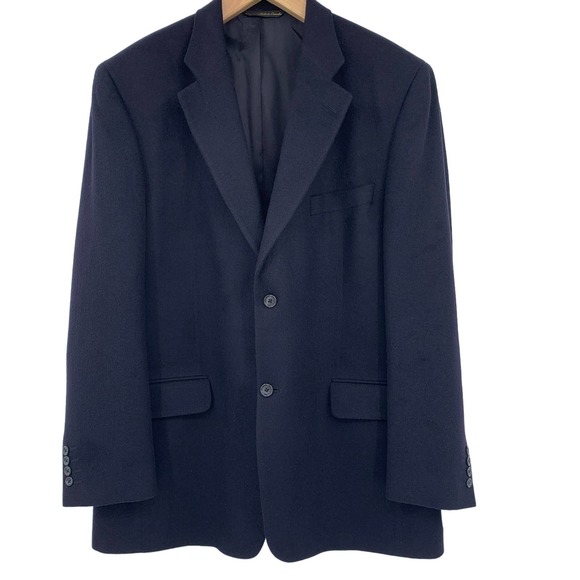 Jack Victor Other - Jack Victor/Saks Mens 46L (XXL Long) Worsted Camel Hair Navy Blazer